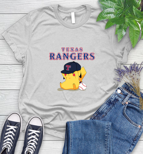 MLB Pikachu Baseball Sports Texas Rangers Women's T-Shirt
