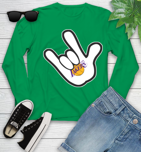 Los Angeles Lakers NBA Basketball Mickey Rock Hand Disney Youth Long Sleeve 6