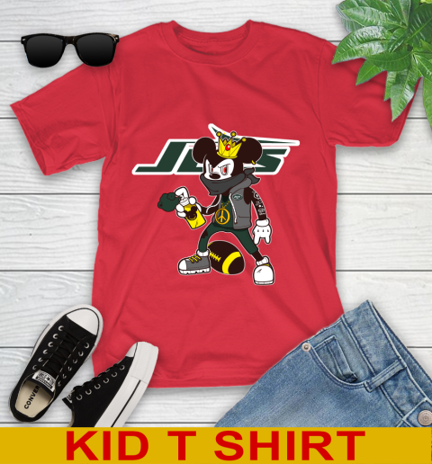 New York Jets NFL Football Mickey Peace Sign Sports Youth T-Shirt 10