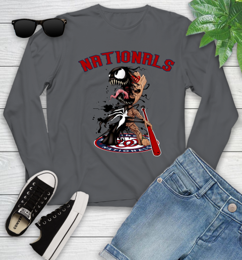 MLB Washington Nationals Baseball Venom Groot Guardians Of The Galaxy Youth Long Sleeve 8