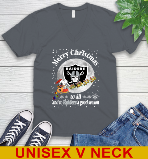 Oakland Raiders Merry Christmas To All And To Raiders A Good Season NFL Football Sports V-Neck T-Shirt 4