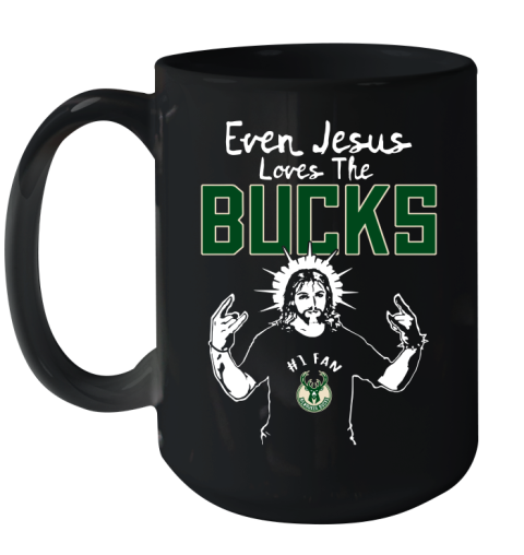 Milwaukee Bucks NBA Basketball Even Jesus Loves The Bucks Shirt Ceramic Mug 15oz