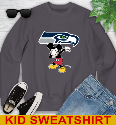 Seattle Seahawks NFL Football Dabbing Mickey Disney Sports Youth Sweatshirt 6