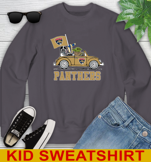 NHL Hockey Florida Panthers Darth Vader Baby Yoda Driving Star Wars Shirt Youth Sweatshirt 6