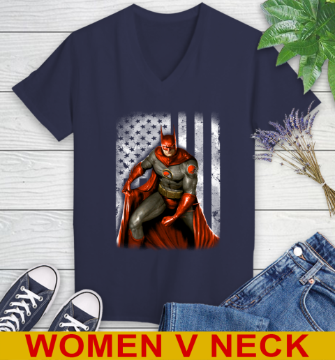 Cleveland Browns NFL Football Batman DC American Flag Shirt Women's V-Neck T-Shirt 12