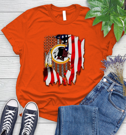 Washington Redskins NFL Football American Flag Women's T-Shirt 3