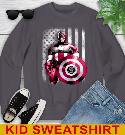 Toronto Raptors NBA Basketball Captain America Marvel Avengers American Flag Shirt Youth Sweatshirt 5