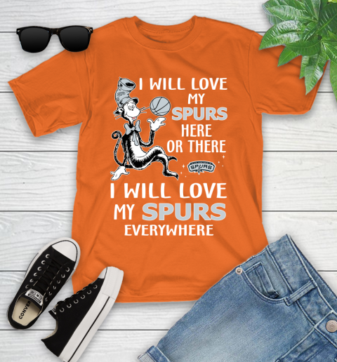 NBA Basketball San Antonio Spurs I Will Love My Spurs Everywhere Dr Seuss Shirt Youth T-Shirt 8