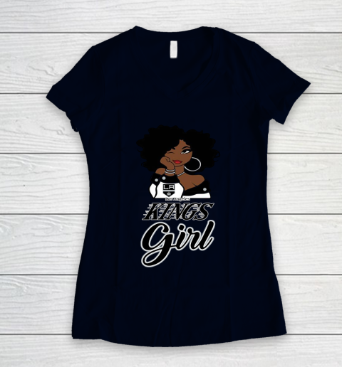 Los Angeles Kings Girl NHL Women's V-Neck T-Shirt 3