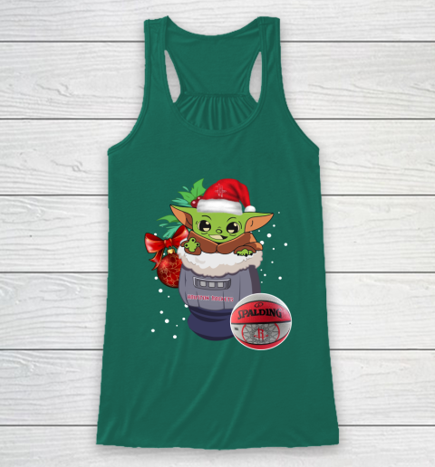 Houston Rockets Christmas Baby Yoda Star Wars Funny Happy NBA Racerback Tank 6