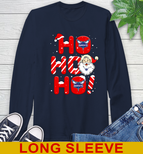Charlotte Hornets NBA Basketball Ho Ho Ho Santa Claus Merry Christmas Shirt Long Sleeve T-Shirt 3