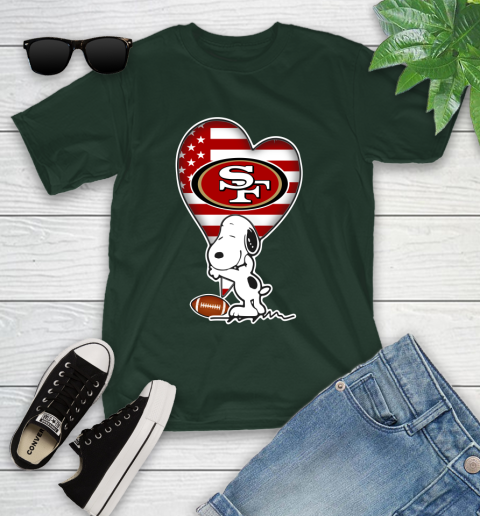 San Francisco 49ers NFL Football The Peanuts Movie Adorable Snoopy Youth T-Shirt 5