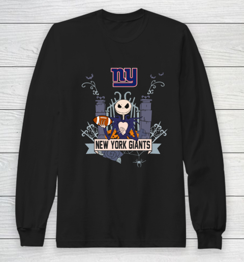 NFL New York Giants Football Jack Skellington Halloween Long Sleeve T-Shirt
