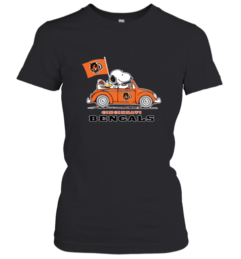 Snoopy And Woodstock Ride The Cincinnati Bengals Car NFL Women's T-Shirt