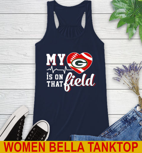 NFL My Heart Is On That Field Football Sports Green Bay Packers Racerback Tank 9