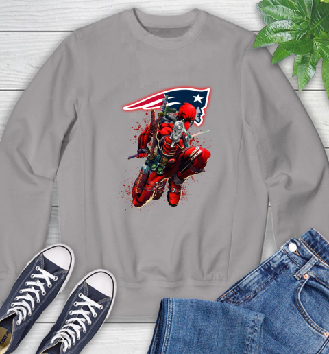 NFL Deadpool Marvel Comics Sports Football New England Patriots Sweatshirt 5