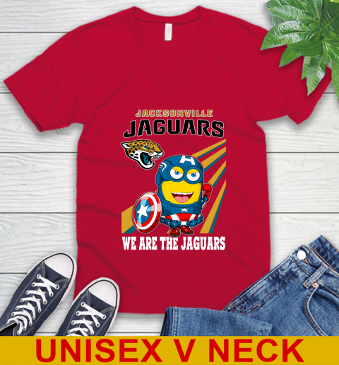 NFL Football Jacksonville Jaguars Captain America Marvel Avengers Minion Shirt V-Neck T-Shirt 6