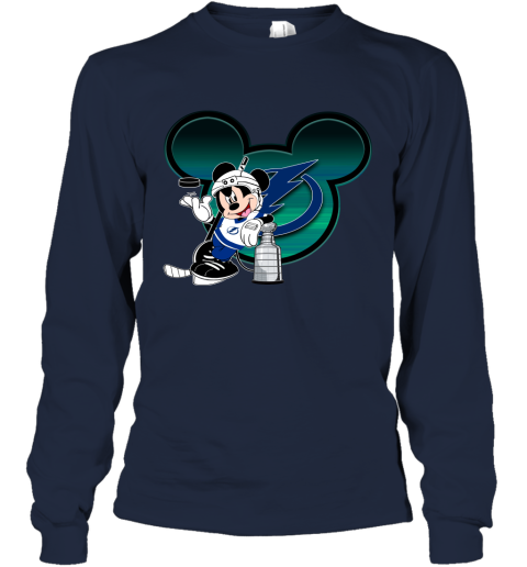 NHL Tampa Bay Lightning Stanley Cup Mickey Mouse Disney Hockey T Shirt xqwvFo2mTSL long sleeve tee 14 95 151514 front navy
