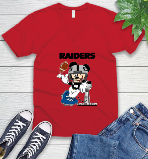 NFL Oakland Raiders Mickey Mouse Disney Super Bowl Football T Shirt V-Neck T-Shirt 7