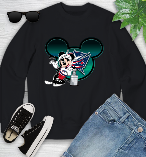 NHL Columbus Blue Jackets Stanley Cup Mickey Mouse Disney Hockey T Shirt Youth Sweatshirt 2