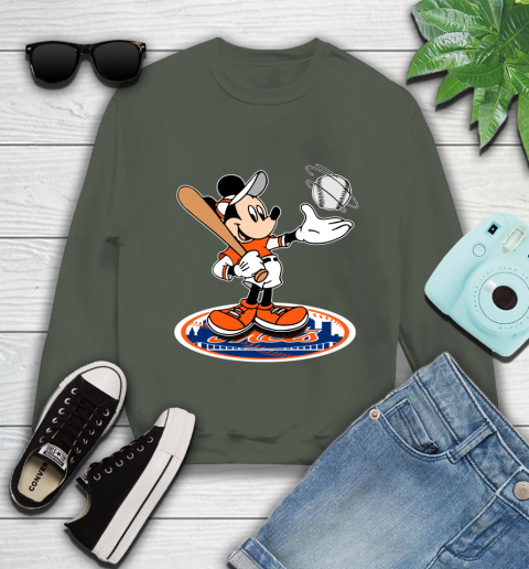 MLB Baseball New York Mets Cheerful Mickey Disney Shirt Youth Sweatshirt 9