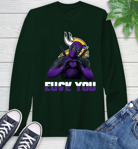 NHL Minnesota Vikings Deadpool Love You Fuck You Football Sports Long Sleeve T-Shirt 7