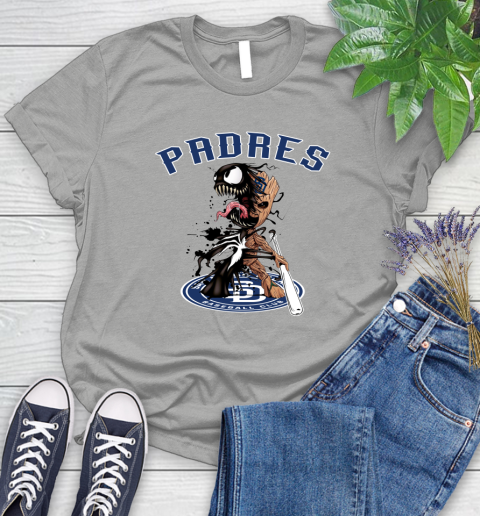 MLB San Diego Padres Baseball Venom Groot Guardians Of The Galaxy Women's T-Shirt 10