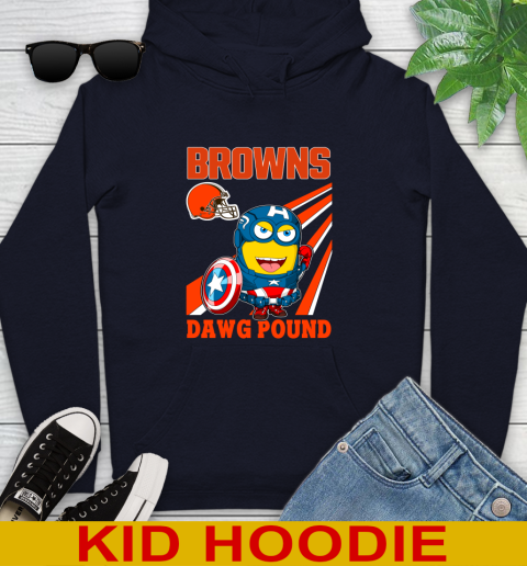 NFL Football Cleveland Browns Captain America Marvel Avengers Minion Shirt Youth Hoodie 3