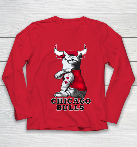 NBA Basketball My Cat Loves Chicago Bulls Youth Long Sleeve 8