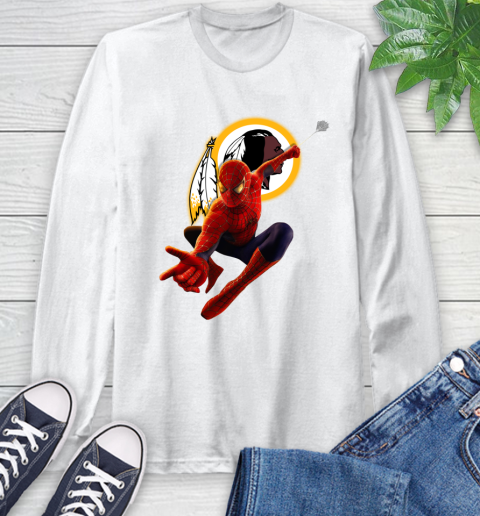 NFL Spider Man Avengers Endgame Football Washington Redskins Long Sleeve T-Shirt
