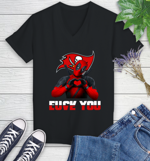 NHL Tampa Bay Buccaneers Deadpool Love You Fuck You Football Sports Women's V-Neck T-Shirt