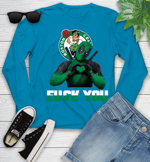 NBA Boston Celtics Deadpool Love You Fuck You Basketball Sports Youth Long Sleeve 8