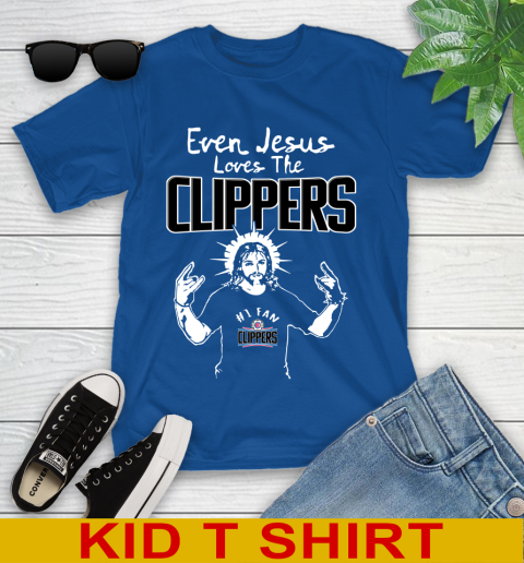 LA Clippers NBA Basketball Even Jesus Loves The Clippers Shirt Youth T-Shirt 10