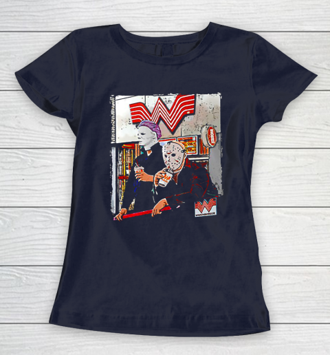 Michael Myers and Jason Voorhees drinking Whataburger Women's T-Shirt 2