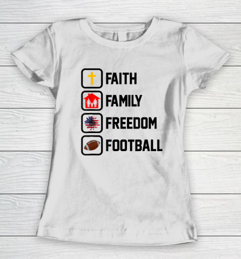 Faith Family Freedom Football Christian Women's T-Shirt