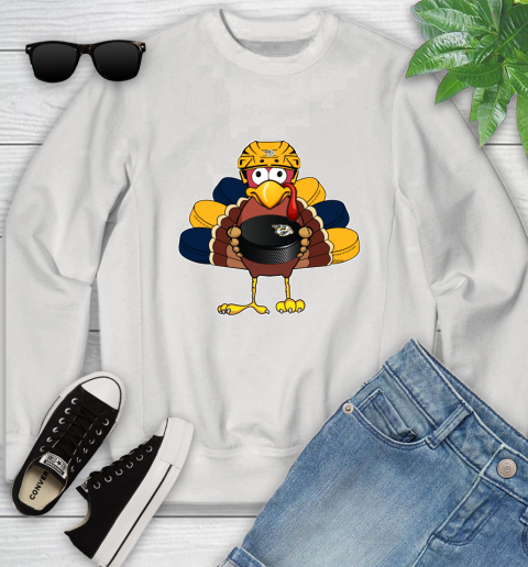 Nashville Predators Turkey Thanksgiving Day Youth Sweatshirt