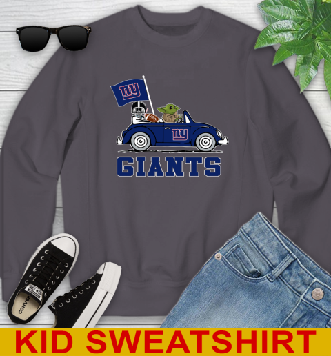 NFL Football New York Giants Darth Vader Baby Yoda Driving Star Wars Shirt Youth Sweatshirt 6