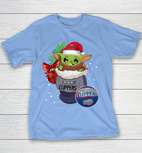 LA Clippers Christmas Baby Yoda Star Wars Funny Happy NBA Youth T-Shirt 10
