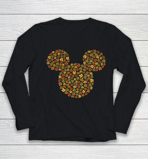 Disney Mickey Mouse Icon Autumn Fall Leaves Youth Long Sleeve