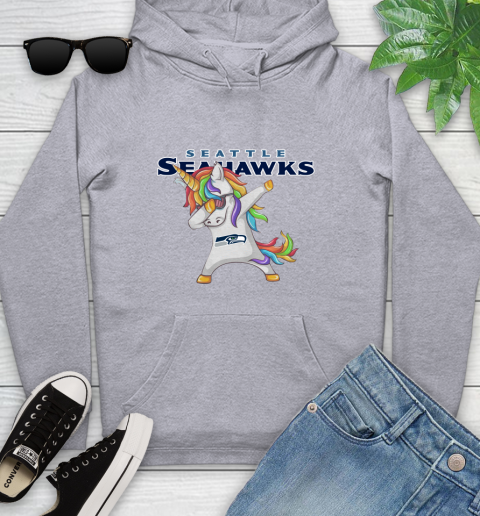 Seattle Seahawks NFL Football Funny Unicorn Dabbing Sports Youth Hoodie 6