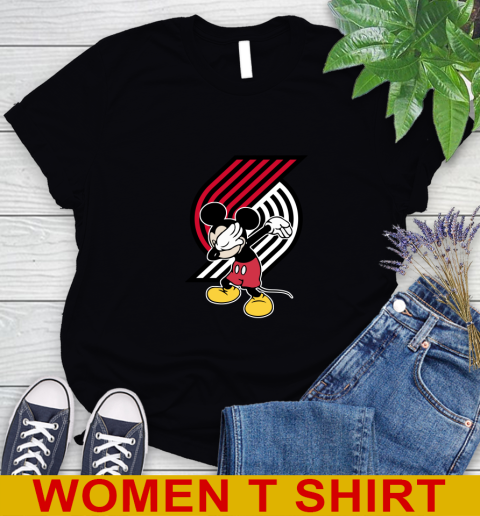 Portland Trail Blazers NBA Basketball Dabbing Mickey Disney Sports Women's T-Shirt 2