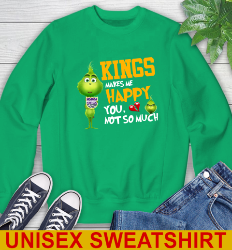 NBA Sacramento Kings Makes Me Happy You Not So Much Grinch Basketball Sports Sweatshirt 8