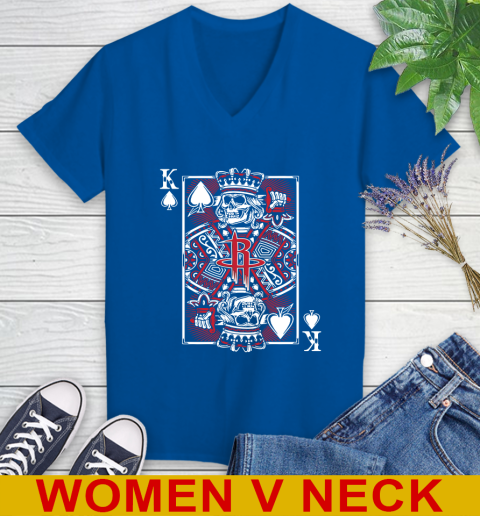Houston Rockets NBA Basketball The King Of Spades Death Cards Shirt Women's V-Neck T-Shirt 9