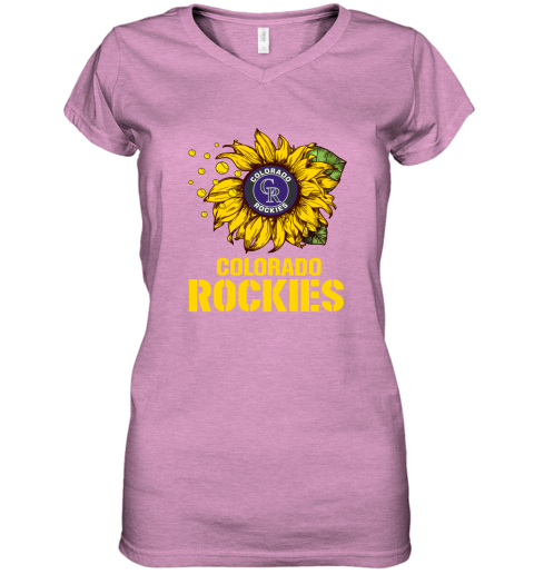 Colorado Rockiers Sunflower MLB Baseball Women's V-Neck T-Shirt