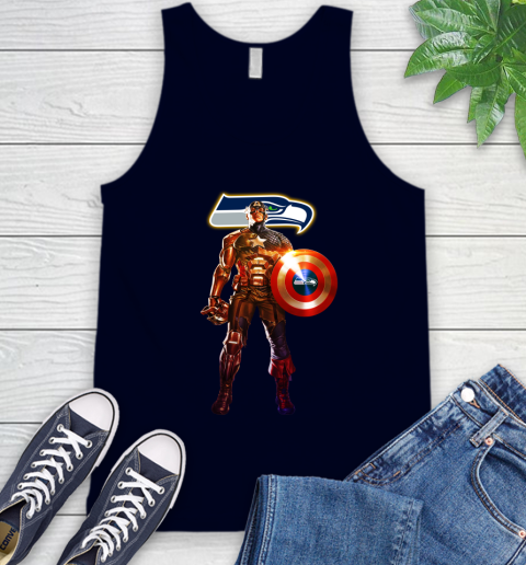 NFL Captain America Marvel Avengers Endgame Football Sports Seattle Seahawks Tank Top 3
