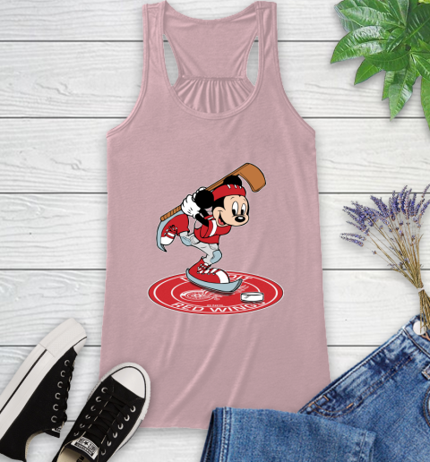 NHL Hockey Detroit Red Wings Cheerful Mickey Disney Shirt Racerback Tank 10