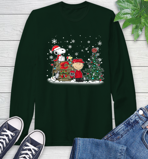 NHL Calgary Flames Snoopy Charlie Brown Woodstock Christmas Stanley Cup Hockey Long Sleeve T-Shirt 7