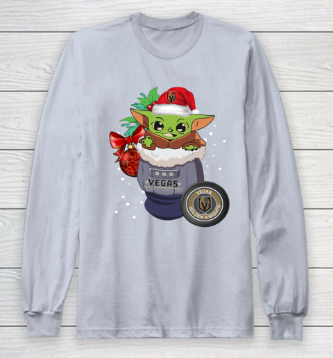 Vegas Golden Knights Christmas Baby Yoda Star Wars Funny Happy NHL Long Sleeve T-Shirt 6