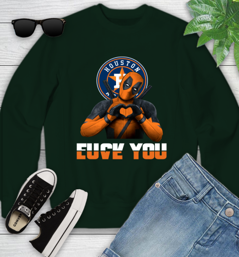 MLB Houston Astros Deadpool Love You Fuck You Baseball Sports Youth Sweatshirt 9