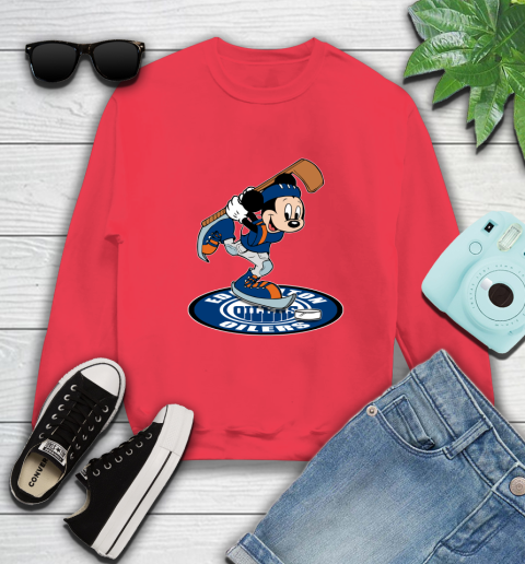 NHL Hockey Edmonton Oilers Cheerful Mickey Disney Shirt Sweatshirt 10